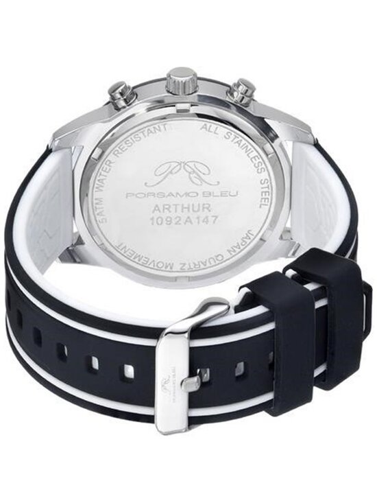 NWT Porsamo Bleu Arthur Chronograph Quartz Black Dial Men\'s Watch